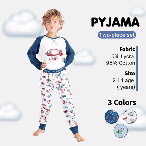 Boys' Long Sleeve Pyjama Set - Dino, Balloon Ride, Planet & Polar Bear Designs