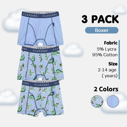 Boys' Boxer Shorts 3-Pack - Polar Bear, Dino, Balloon Ride & Milky Way Prints