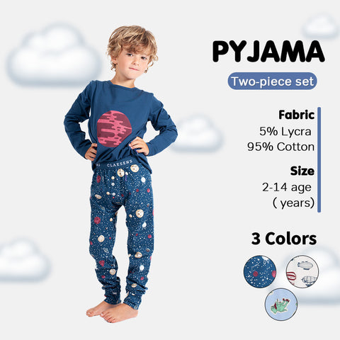 Boys' Long Sleeve Pyjama Set - Dino, Balloon Ride, Planet & Polar Bear Designs