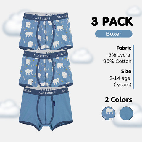 Boys' Boxer Shorts 3-Pack - Polar Bear, Dino, Balloon Ride & Milky Way Prints