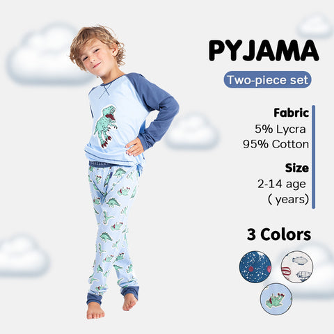 Boys' Long Sleeve Pyjama Set - Dino, Balloon Ride, Planet & Polar Bear Designs