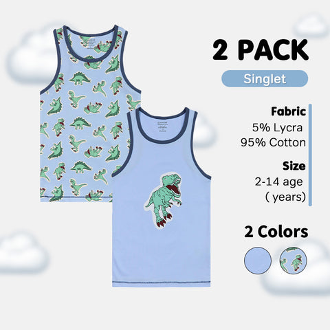 Boys' Sleeveless Singlet 2-Pack - Polar Bear, Dino, Balloon Ride & Milky Way Prints