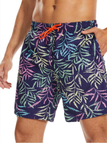 【2 pieces】Men's Floral Print Drawstring Waist Lounge Shorts, Regular Fit Casual Comfy Pocket Shorts, Sleepwear & Loungewear for All Seasons