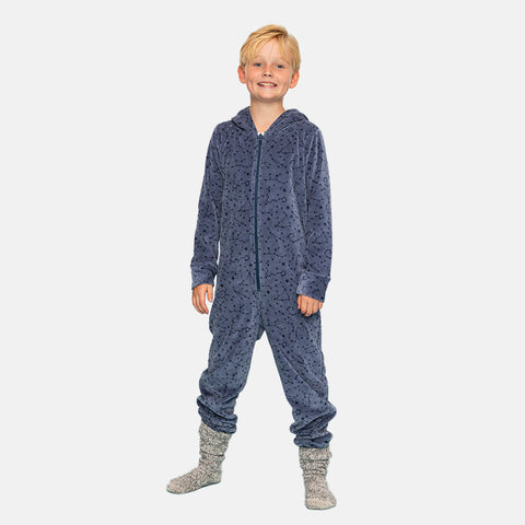 Boys' Long Sleeve Velvet Onesie - Milky Way & Polar Bear Prints