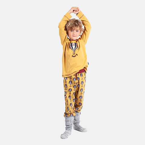 Boys' Long Sleeve Pyjama Set - Dino, Balloon Ride, Planet & Polar Bear Designs