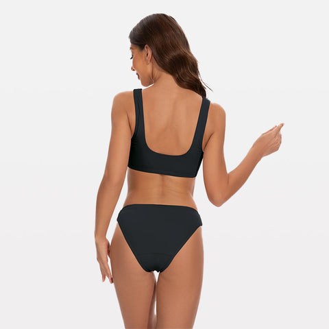 Beautikini Maillot de bain menstruel avec bas taille basse et haut de sport