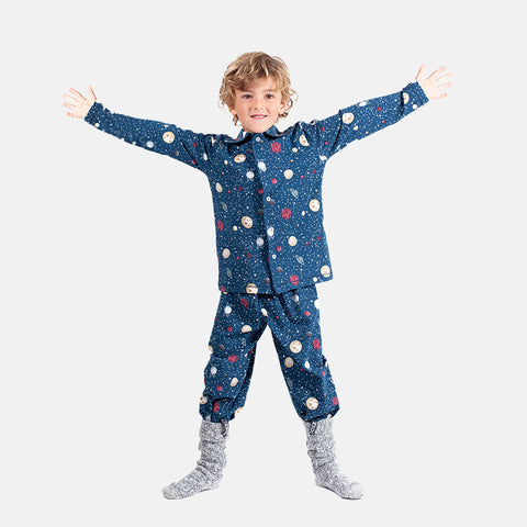 Boys' Long Sleeve Pyjama Set - Balloon Ride & Planet Prints