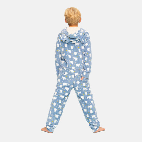 Boys' Long Sleeve Velvet Onesie - Milky Way & Polar Bear Prints