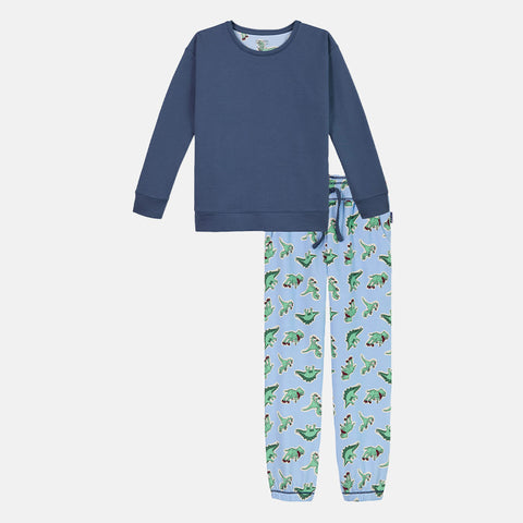 Boys' Long Sleeve Pyjama Set - Milky Way & Dino Prints