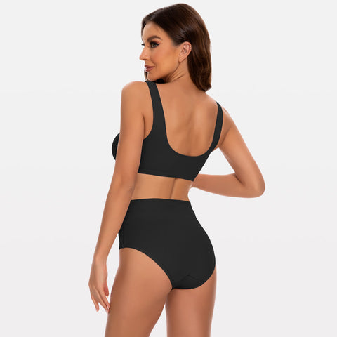 Conjunto de top deportivo con parte inferior de cintura alta y traje de baño Beautikini Period