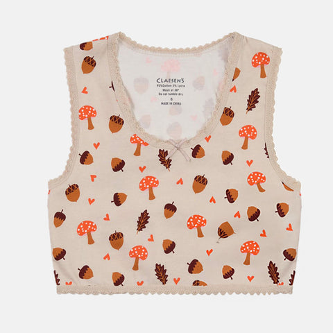 Girls' Crop Top 2-Pack - Hearts & Moths/Mushroom Design