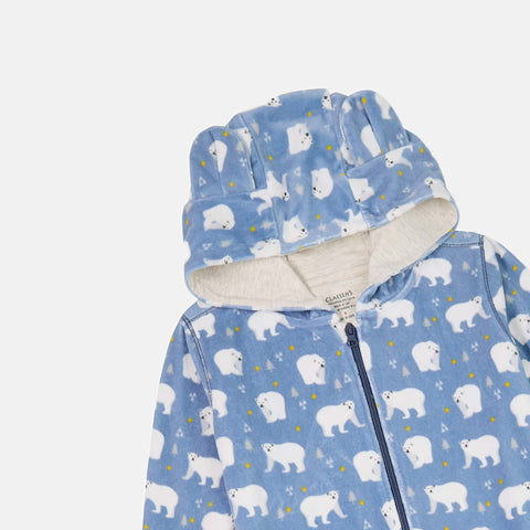 Boys' Long Sleeve Velvet Onesie - Milky Way & Polar Bear Prints