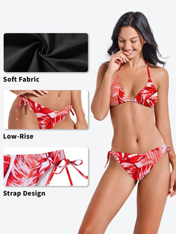 Beautikini Women's Two Piece Swimsuits Sexy Brazilian Bikini Sets Halter String Bathing Suit Tie Side Thong Triangle Bottom