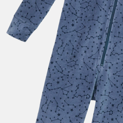 Boys' Long Sleeve Velvet Onesie - Milky Way & Polar Bear Prints