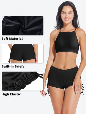 Beautikini Women's Swim Shorts Casual Drawstring Breathable Sports Surf Outdoor Swimwear