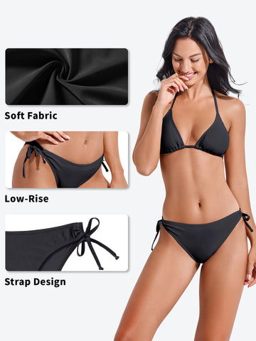 Beautikini Women's Two Piece Swimsuits Sexy Brazilian Bikini Sets Halter String Bathing Suit Tie Side Thong Triangle Bottom