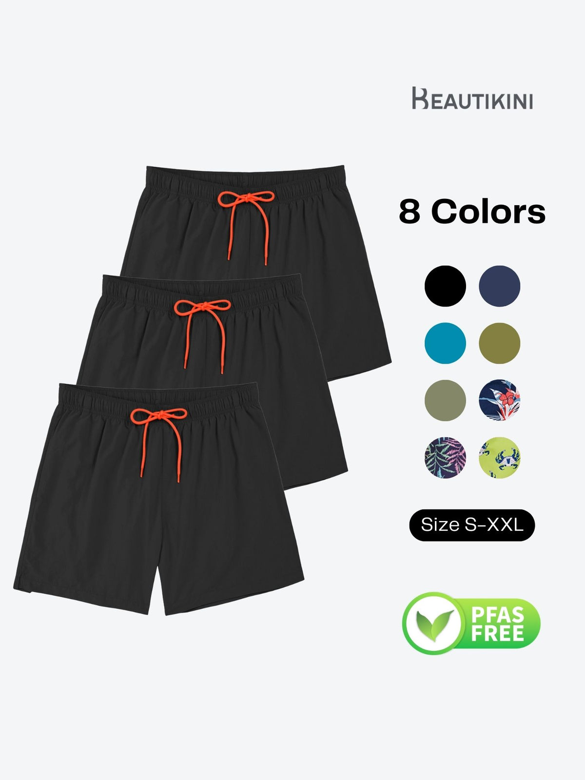 Beautikini 3 Piece Men's Quick Dry Loose Drawstring Board Shorts with Pockets - Breathable Mesh Lining, Adult Casual Beachwear - Suitable for Beach and Outdoor Activities, Men's Daily Vacation Casual