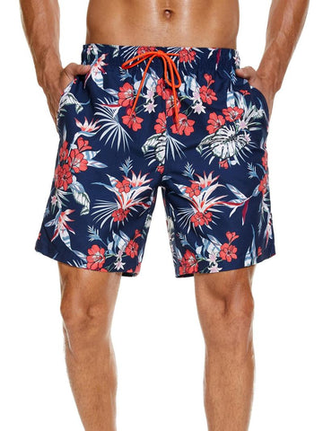 【2 pieces】Men's Floral Print Drawstring Waist Lounge Shorts, Regular Fit Casual Comfy Pocket Shorts, Sleepwear & Loungewear for All Seasons