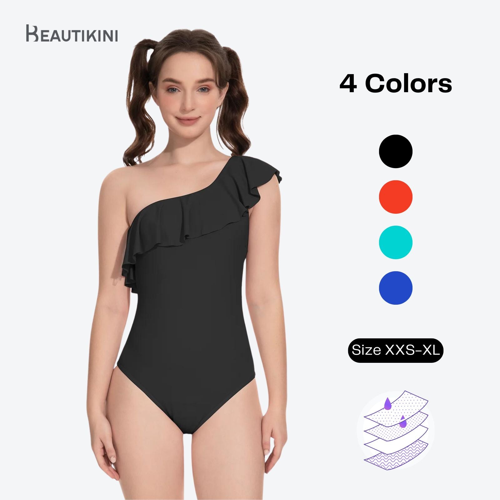 Beautikini One Piece One Shoulder Leakproof Period Swimwear