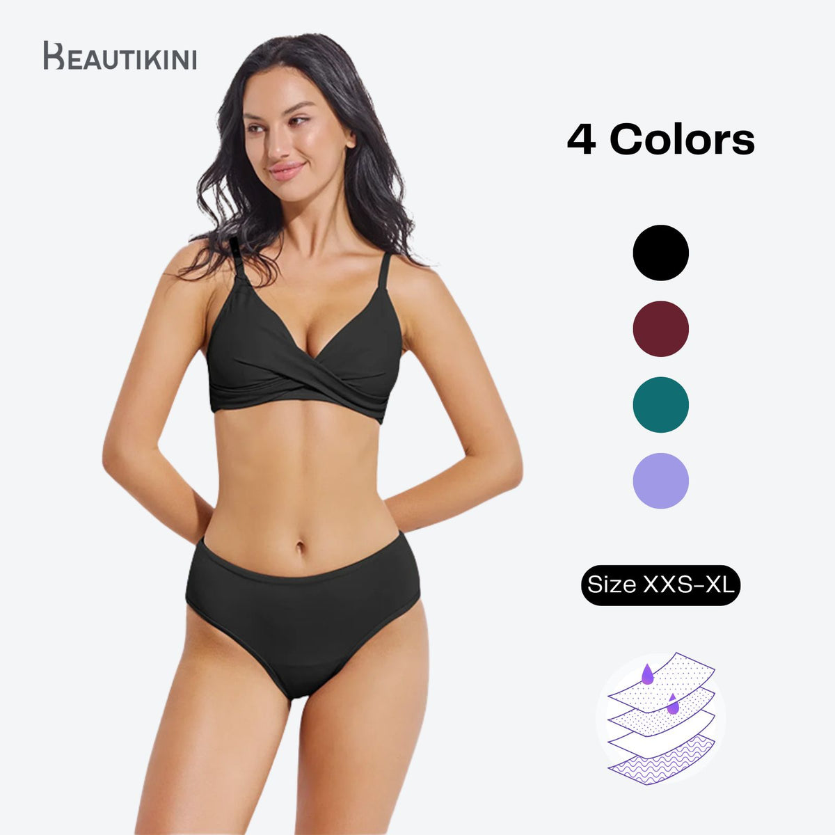 Beautikini Medium High Waisted Period Swimwear Bottoms