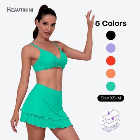 Beautikini Period Swimwear Swim Skirt Mid Waist Bathing Suit Bottoms for Teens Girls