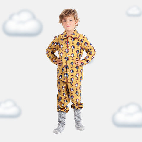 Boys' Long Sleeve Pyjama Set - Balloon Ride & Planet Prints