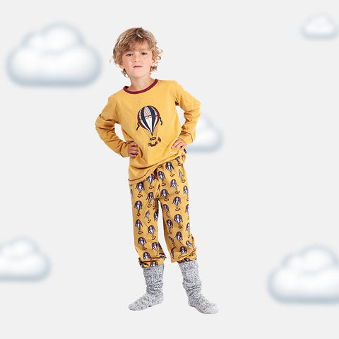 Boys' Long Sleeve Pyjama Set - Dino, Balloon Ride, Planet & Polar Bear Designs