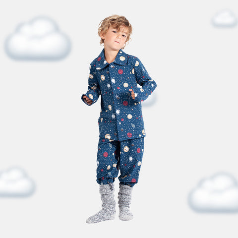 Boys' Long Sleeve Pyjama Set - Balloon Ride & Planet Prints