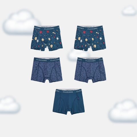 Boys' Boxer Shorts 5-Pack - Multi Animal, Balloon & Planet Prints