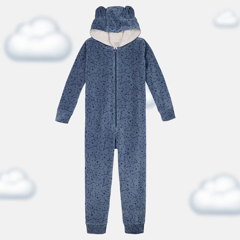 Boys' Long Sleeve Velvet Onesie - Milky Way & Polar Bear Prints