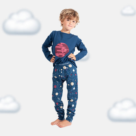 Boys' Long Sleeve Pyjama Set - Dino, Balloon Ride, Planet & Polar Bear Designs