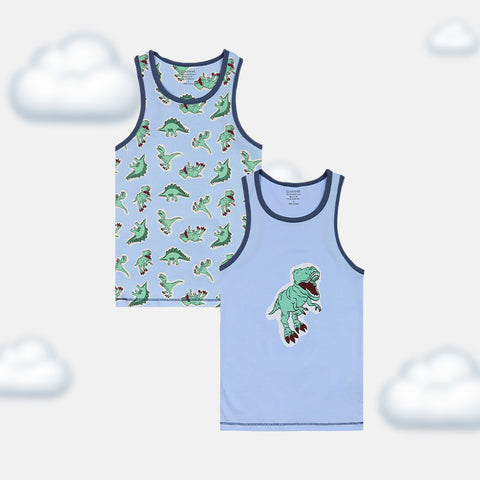 Boys' Sleeveless Singlet 2-Pack - Polar Bear, Dino, Balloon Ride & Milky Way Prints