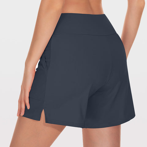 Beautikini Period Traje de baño inferior de 3.0 in de cintura alta UPF 50+ pantalones cortos con bolsillos