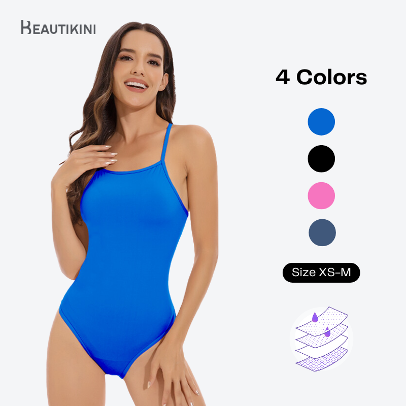 Beautikini Period Swimwear One Piece Swimsuit Racerback Training Bathing Suit