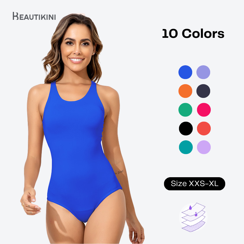 Beautikini Maillot de bain menstruel une pièce étanche pour adolescentes et filles